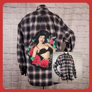 Selena Upcycled Plaid Flannel Shirt Womens Oversize Mens Size LT Jachs Reworked